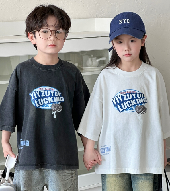 2024 韓国風子供服  ベビー服   トップス  半袖  Tシャツ 男女兼用 2色