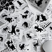 30枚入　猫のステッカー　かわいい　黒猫　シール　手帳素材 　猫雑貨