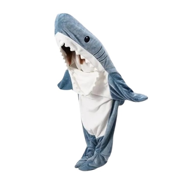 サメパジャマ 着ぐるみ 鮫 寝袋 仮装 着る毛布 SNS 人気 Lサイズ