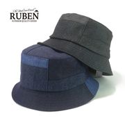 Rubenデニムパッチワークバケットハット　ヤング帽子
