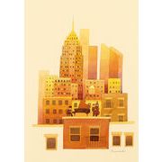 ポストカード イラスト 山田和明「The rooftop of Manhattan」105×150mm 動物 絵本作家