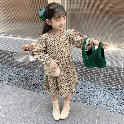 春新作 韓国風子供服 3-8歳ガールズ ワンピース ワンピ 小花柄 フリル シフトドレス 90-140cm