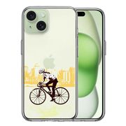 iPhone15 側面ソフト 背面ハード ハイブリッド クリア ケース スポーツサイクリング　女子2