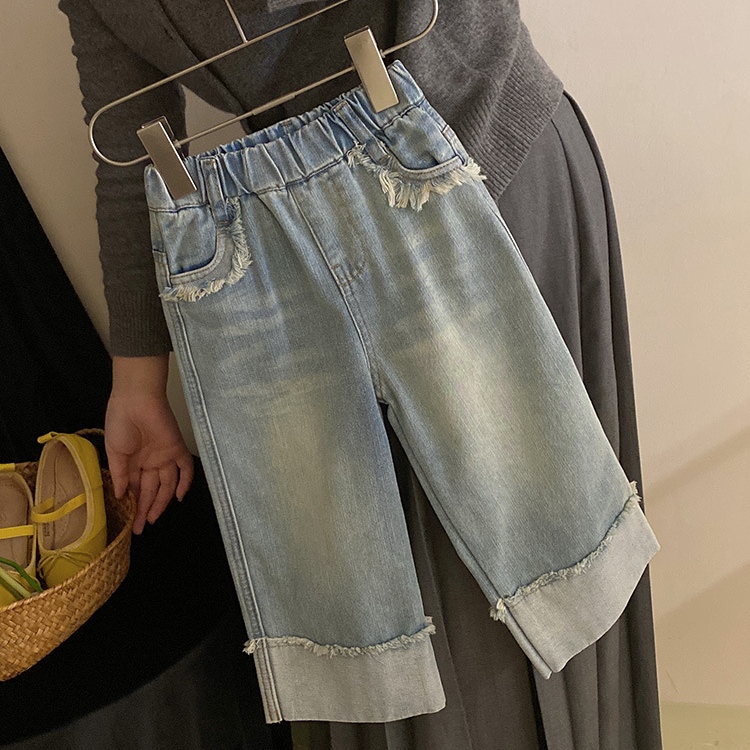 ★Girls★　子供服　90~140cm　キッズデニム　ライトジーンズ 　韓国キッズファッション