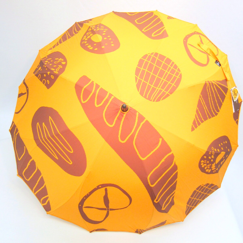 【雨傘】【長傘】シームレス（一枚張り）耐風骨アートプリント・ハハハなパン柄ジャンプ傘