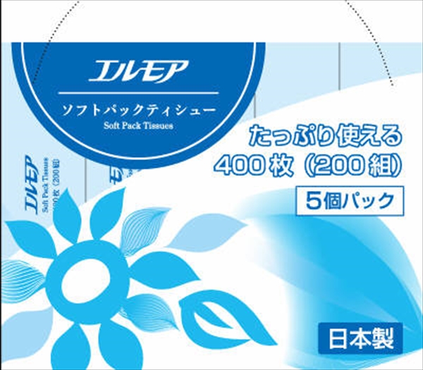 エルモア 水に流せるティッシュペーパー 180組／箱 50箱（5箱 