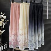 ロングスカート　チュールスカート　花柄　レディース　INS　韓国ファッション　デザイン　春夏　3colors