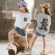 女の子 韓国の半袖Tシャツ 夏の新作 ファッション プリントコットントップ