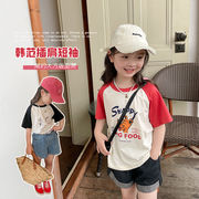 韓国子供服 男の子 女の子 夏の新作 かわいい  漫画の印刷  半袖Tシャツ