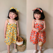 春夏の新作 韓国風 子供 キッズ 女の子 ビーチドレス リゾートスタイル ゆったり 可愛い ロングワンピ