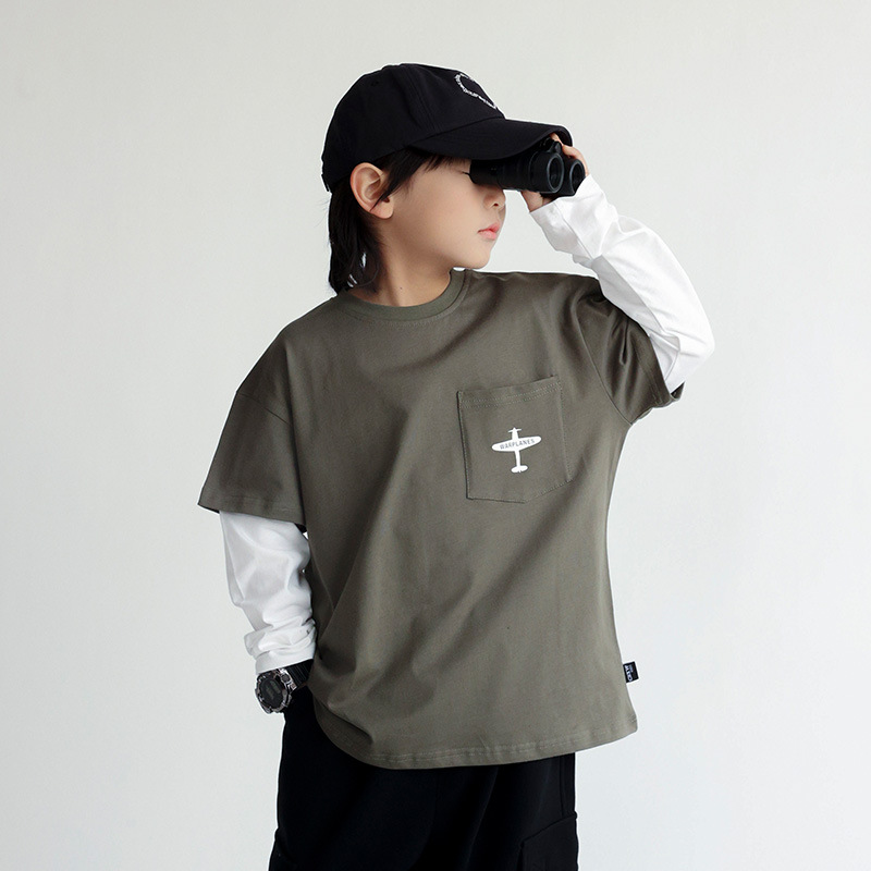 春の新しい Tシャツ 韓国風 子供服 男の子 Tシャツ パーカー  100~160cm 長袖  パーカー