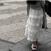 ロングスカート 2024夏新品 可愛い  INS  韓国風  子供服 スカート レース じゅんしょく 90-140