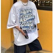 2022春夏新作 メンズ 男 カジュアル 半袖 丸首 プリント トップス Tシャツ インナー 2色 M-3XL