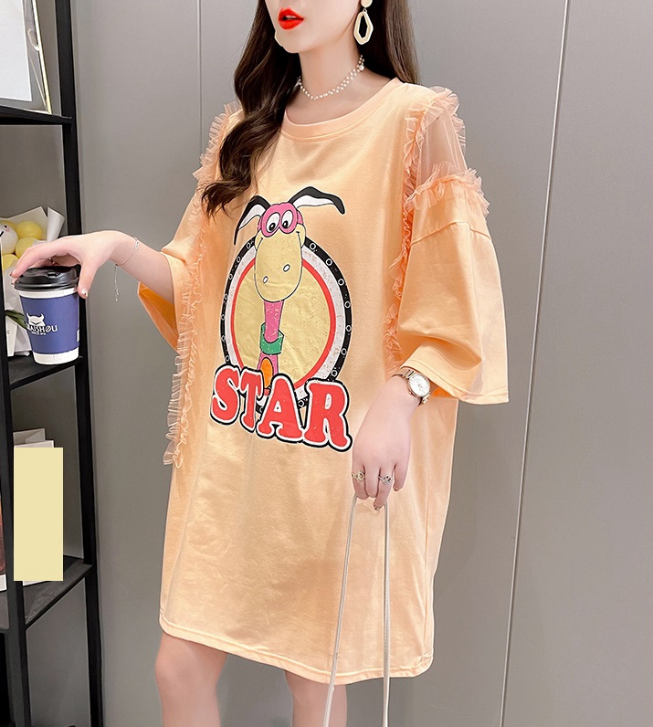 【予約222955】大きいサイズ春夏新作 韓国 レディース ファッション   Tシャツワンピース  LL-4L
