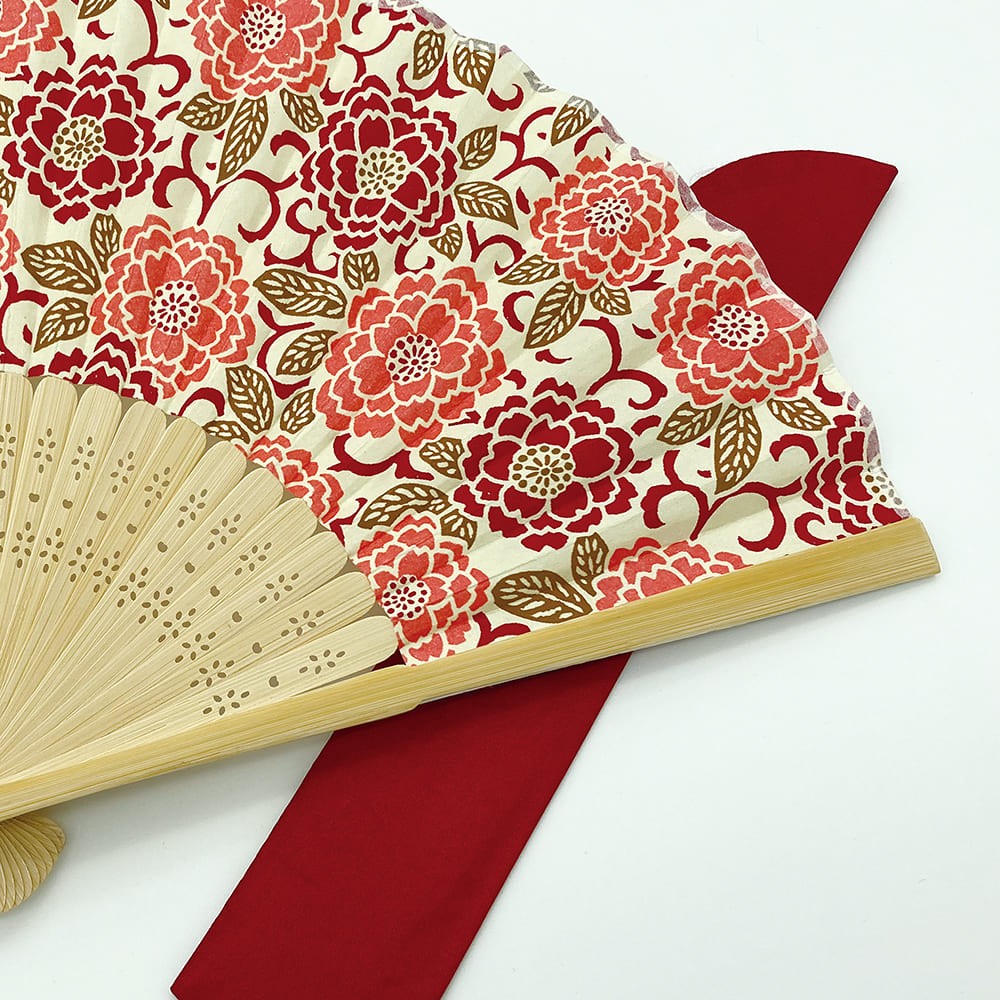 友禅紙扇子 70型25間 CZM-6371 ぼたん エンジ | 卸売・ 問屋・仕入れの