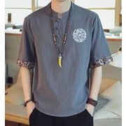 2022春夏新作 メンズ 男 カジュアル 半袖 丸首 刺繍 トップス Tシャツ インナー 5色 M-5XL