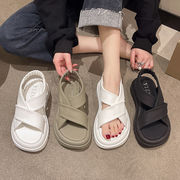 夏新品・カジュアルシューズ・韓国風・女性用靴・レジャー・厚底サンダル・3色