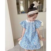 2024新型 夏の薄い子供服  花柄のスカート  ins 韓国版ワンピース 花模様