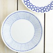ブルーパターン 24cm少し大きめカレー皿(パスタ皿) ヒナタ[美濃焼]