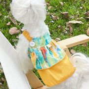 【2024夏新作】 犬服 ペット服 ワンピース ドッグウェア 犬猫兼用 ワンちゃん用 花模様 フック付き