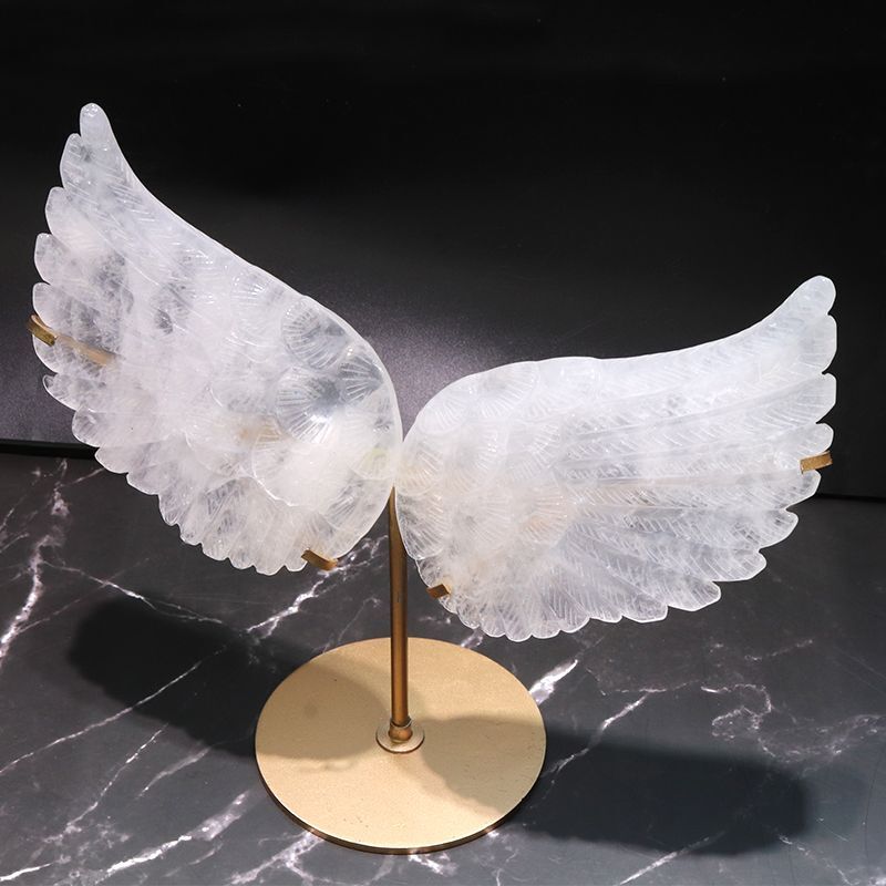 【20%OFF価格】置物　水晶　天使の羽　ブラジル産　台付き　修繕済み　浄化　クォーツ
