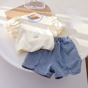 2024新作 韓国風  ベビー服  子供服  女の子  半袖ップス+ショートズボン 分けて販売  80-130cm