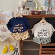 乳幼児用シンプル英字字体半袖Tシャツ快適アウトソール