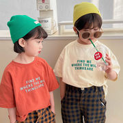 夏新作 韓国子供服  INS 洋風 アルファベットプリント 半袖  ゆったりした 純綿 Tシャツ