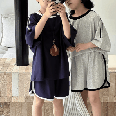 韓国風子供服  2024春夏 姉妹兄弟コーデ 上下セット 2点セット トップス+ズボン 90-150cm
