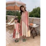 2024新作 韓国子供服  親子服  女の子 半袖ワンピース100-150cm