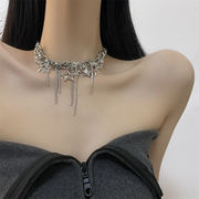 金属 チョーカー  韓国ファッション スターネックレス ラインストーン タッセルネックレス