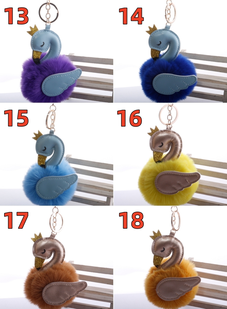 25色 白鳥のキーホルダー ぬいぐるみ ポンポン フラミンゴ