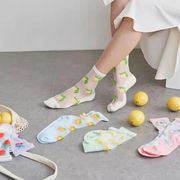 夏薄手ミッドカーフレディースストッキングフルーツパイナップルバナナイチゴピーチ韓国靴下