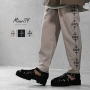 MinoriTY 刺繍パンツ メンズ 25新作 夏物 テーパード 紐 ユニセックス 中性的 マイノリティ 艶