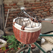 クーポン適用でお得に  自転車かご 柳編収納かご ペットかご 収納かご 鉄芸 かご 犬かご 猫かご 蓋付き