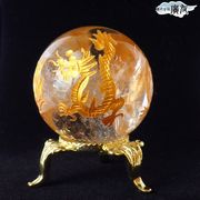 風水 置物 水晶 丸玉 天然石 パワーストーン 龍置物 (天然水晶四神相応彫球台座付)お買い得商品