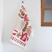 Atelier FOLK ダイヤ織 ディッシュクロス コーヒーと鳥と