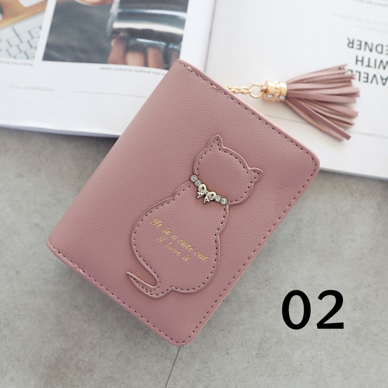 5色 二つ折り財布 レディース かわいい 猫柄 小銭入れ