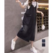 【日本倉庫即納】 サロペット ロング丈 デニムワンピース