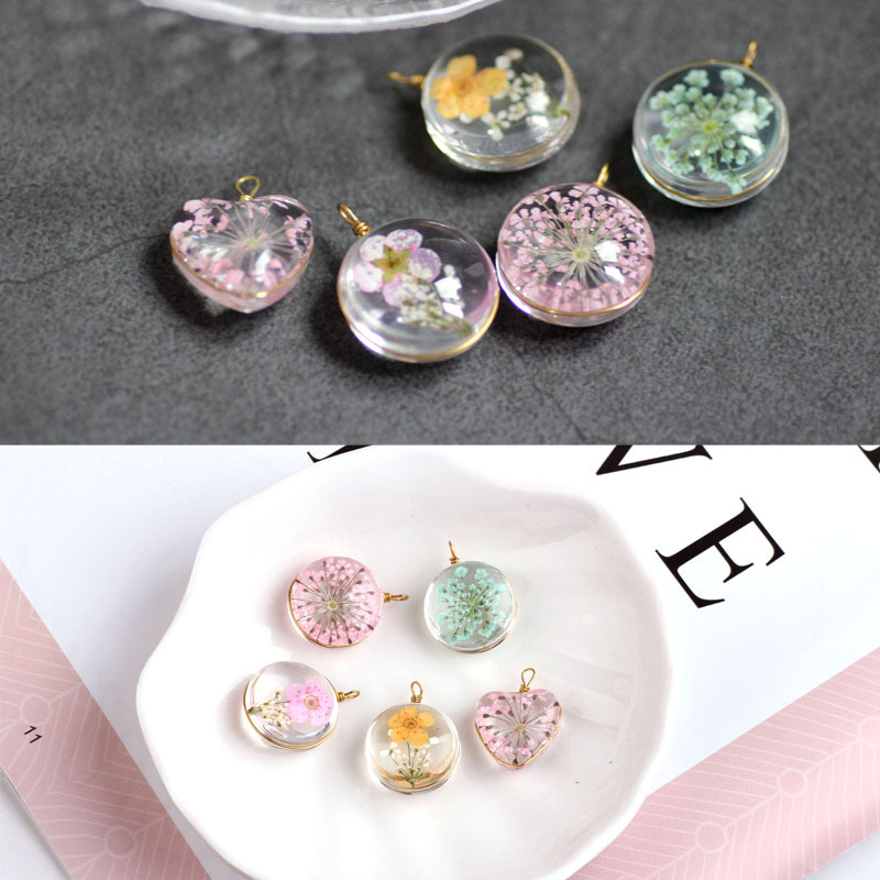 ドライフラワー入り カボション アクセサリーパーツ 押し花 ワイヤー付き ハンドメイド レジンフラワー DIY