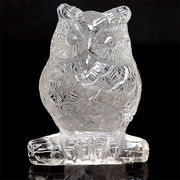 彫刻品 水晶 フクロウ彫り  ふくろう 梟 置物 天然石