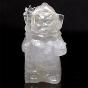 彫刻品 水晶 毘沙門天 置物 厄除け。恵方の神 天然石