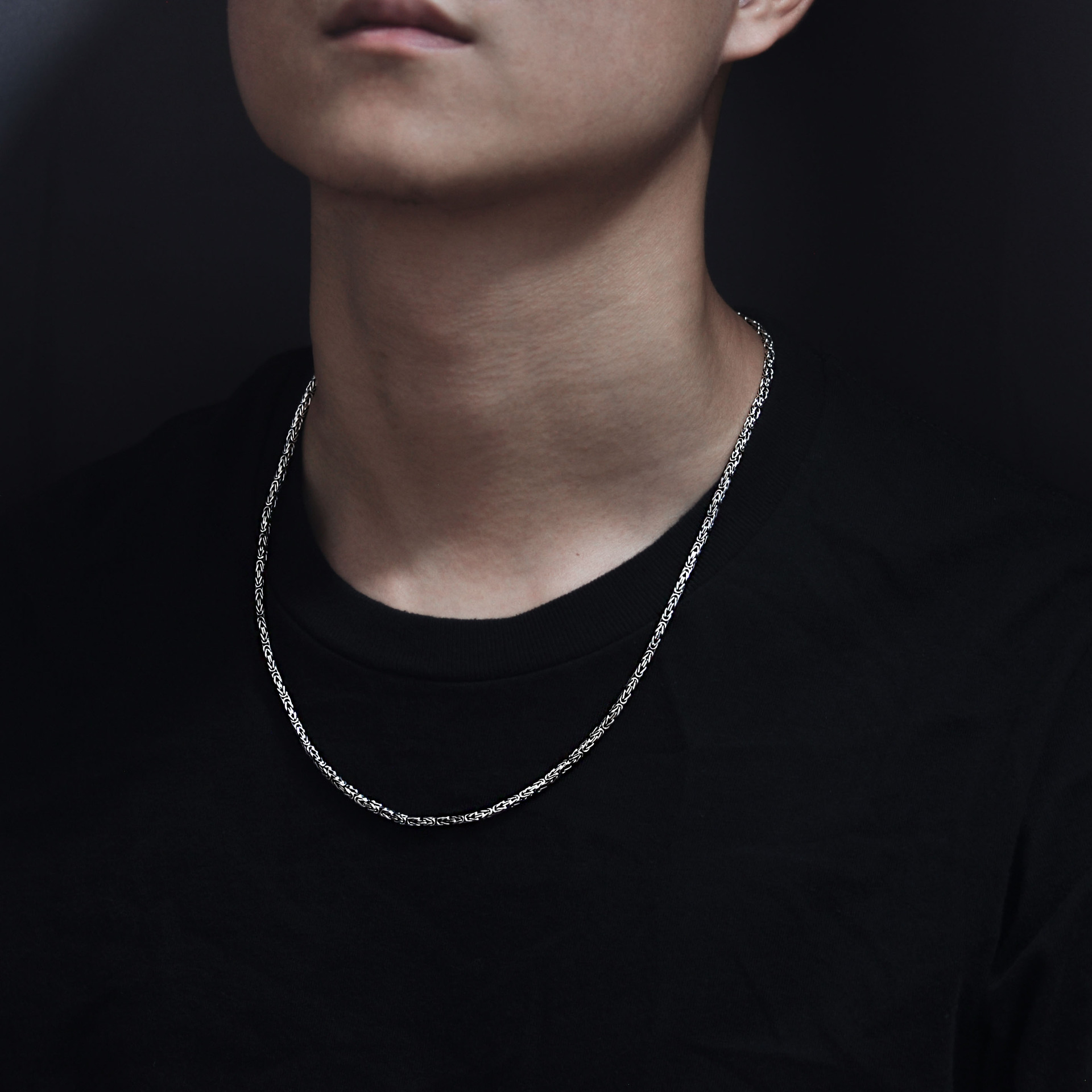 ステンレス 高級バックル メンズテニスチェーン 4ミリ24