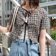【2024新作商品♪】ポップコーンチェック柄リボンカーディガン