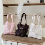 ★全6色★　リボン刺繍エコバッグ　綿トートバッグ　ショルダーバッグ　韓国バッグ