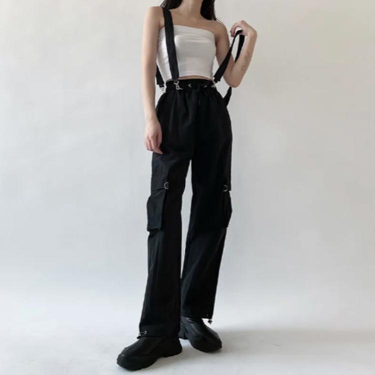 SHARE SPIRIT オーバーオール　カーゴパンツ　2way ベロア カーゴパンツ サロペット 2way レディース ジョガーパンツ