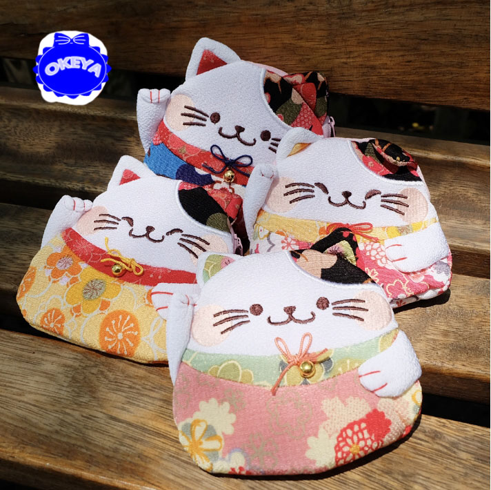 レディースバッグ　招き猫バッグ　和風　コインケース　小銭入れ　化粧ポーチ　ファスナー　ランダム出荷