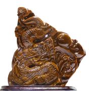 【一点物】置物　タイガーアイ　龍　アフリカ産　台付き　パワーストーン　天然石