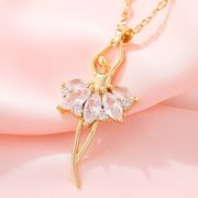 ジルコン  バレエ少女ネックレス  ファッション   バレエネックレス  バレエアクセサリー