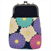 がま口２ＷＡＹ スマホショルダー 菊友禅 紺　スマホケース/鞄/ミニバッグ/ショッピング